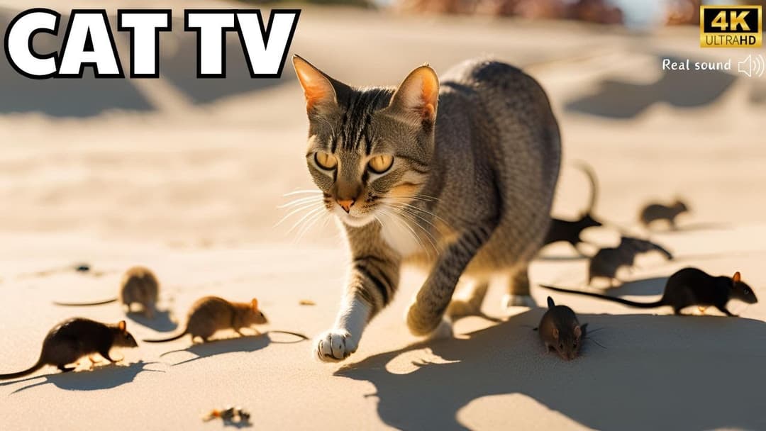 Cat TV for Cats to Watch🐱| Adorable Mice Digging, Teasing, Hide & Seek | Cat games | 4H