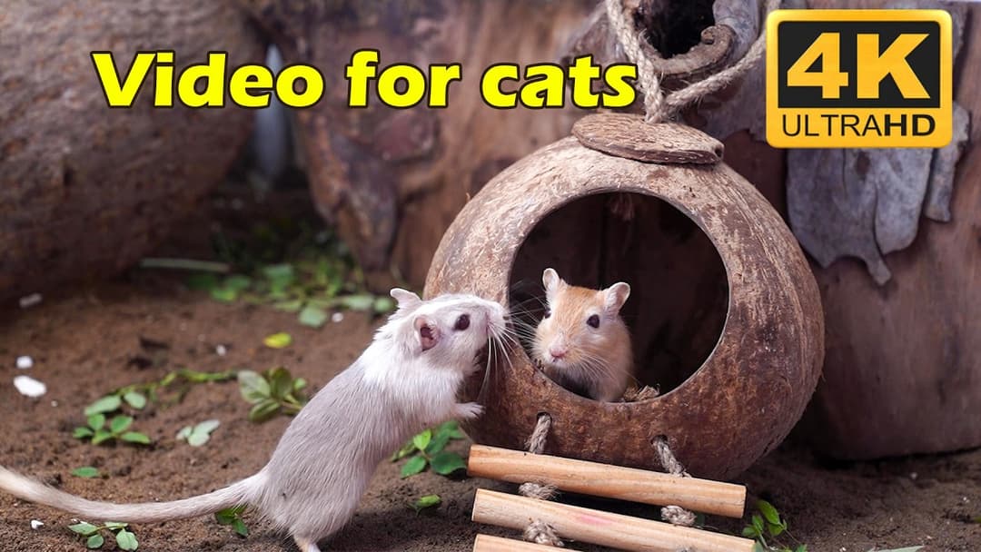 Cat TV: Adorable Tiny Mice Hide & Seek in Wooden Holes - 3 Hours 4K UHD | Catflix