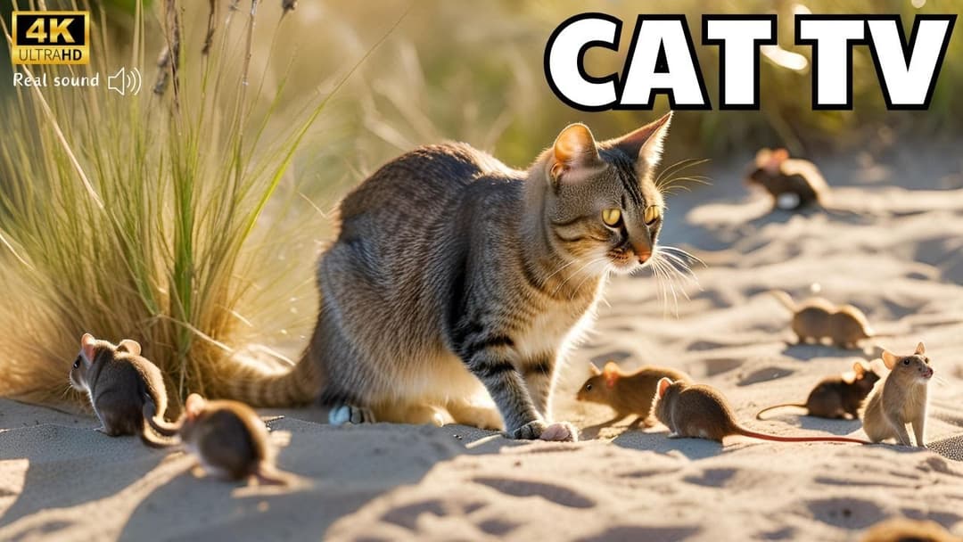 Cat TV for Cats to Watch🐱| Adorable Mice Digging, Teasing, Hide & Seek | Cat games | 4 Hours