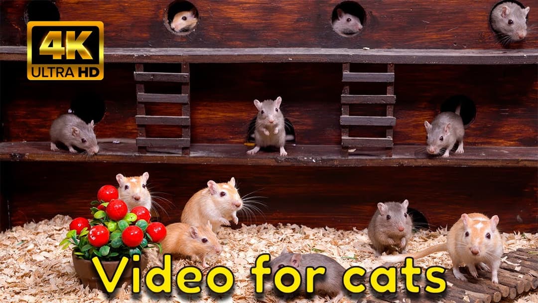 Cat TV 4K: A Gerbil Apartment Playground! | New Hide & Seek for Cats