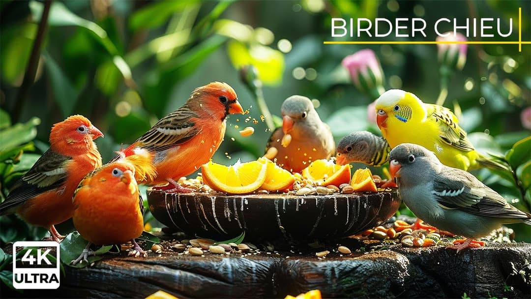 🔴😸 Birds & Squirrels Visit the Feeders 🕊️🐿️ Live 12 Hours in Ultra HD 😺
