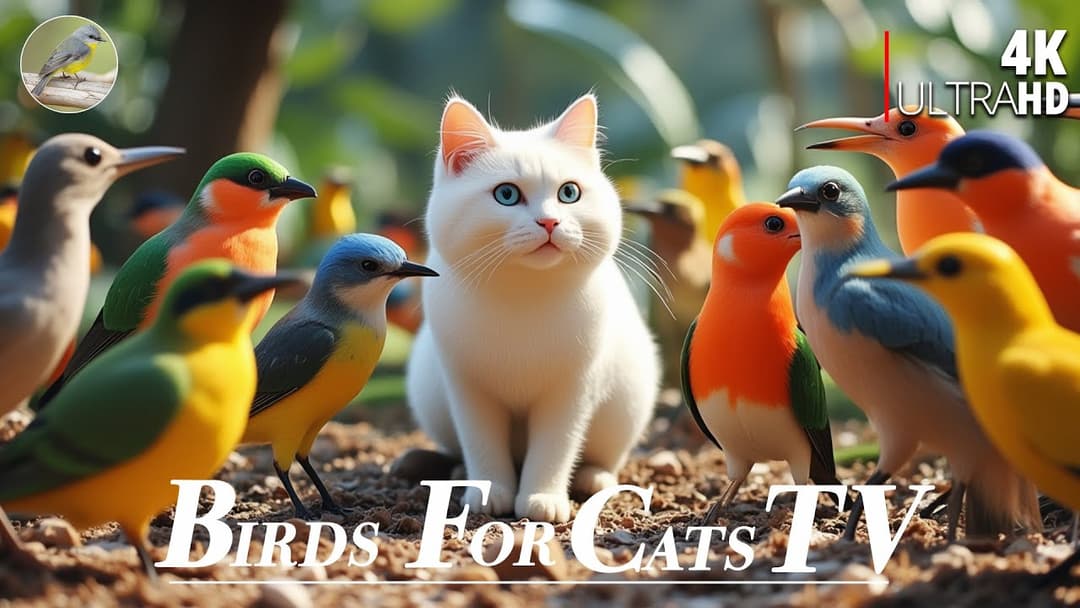 Cat TV for Cats 😻 Cheerful Spring Birds and Squirrels🐿4 Hours 4K HDR