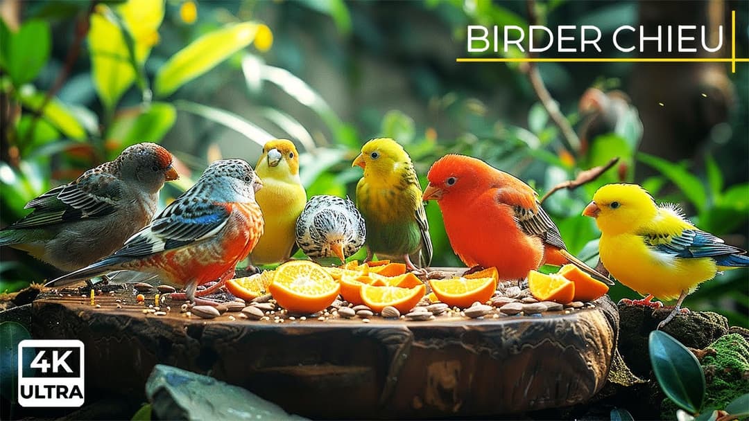 Birds And Squirrels Eating on Garden Walls 🕊️🐿️ Video For Cats to Watch 😸