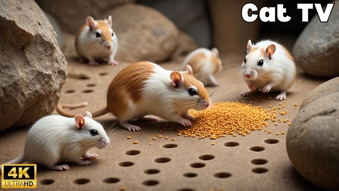 Interactive Cat TV | Tiny Mice Playing Hide & Seek, Wood Hole Chase & Fun –3H in 4K UHD 60FPS!
