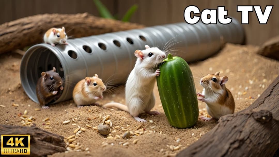 Cat TV | Ultimate Tiny Mice Playing Hide & Seek, Wood Hole Chase & Fun – 3H in 4K UHD