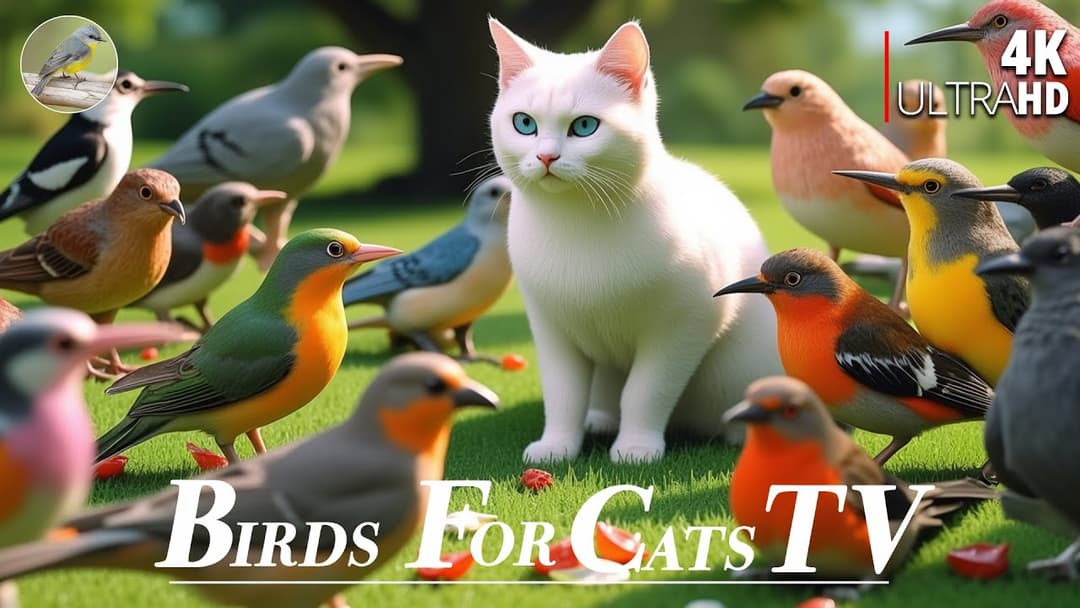 Cat TV for Cats 😻 Hopping Birds and Squirrels🐿4 Hours 4K HDR