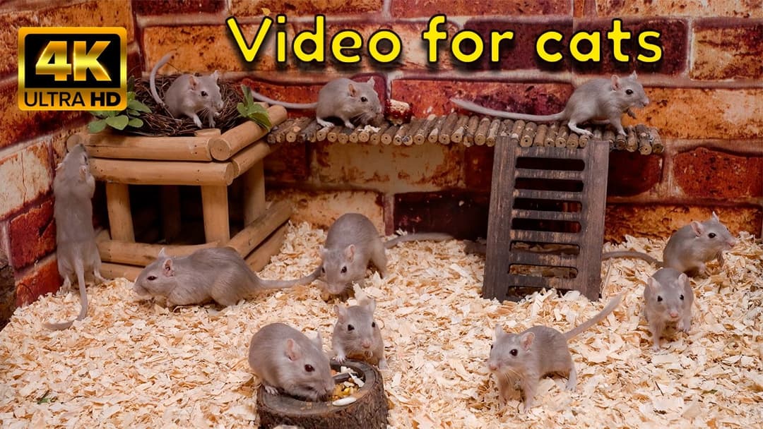 Cat TV Mice: Gerbil Hide & Seek World in 4K  – 3-Hour Video for Cats