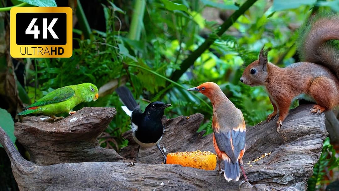 Cat TV | Entertainment Video for Cats to Watch 😺 The Cutest Birds and Squirrels 4K HDR Cat Games