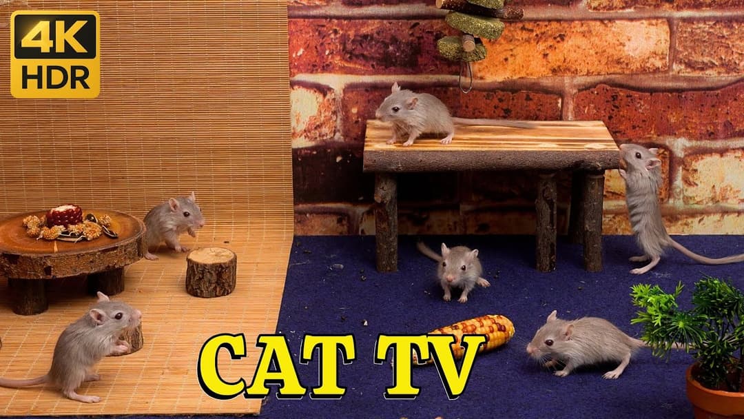 Hide & Seek Snack Bar – Tiny Mice Feast at the Mini Table in 4K | Catflix