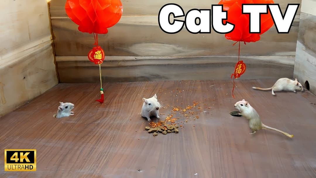 The Best Cat TV – Mice Playing Hide & Seek and Running in 4K 60fps!