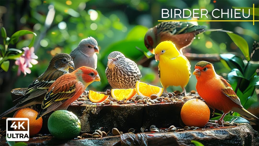 🔴😸 Birds & Squirrels Pop By for a Picnic🕊️🐿️ Live 12 Hours in Ultra HD 😺