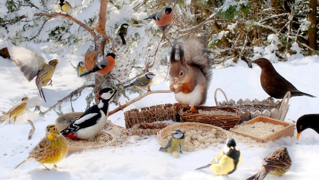Cat TV for Cats to Watch😽 Chirping Little Birds and Red Squirrels😽10 Hours Pet Entertainment