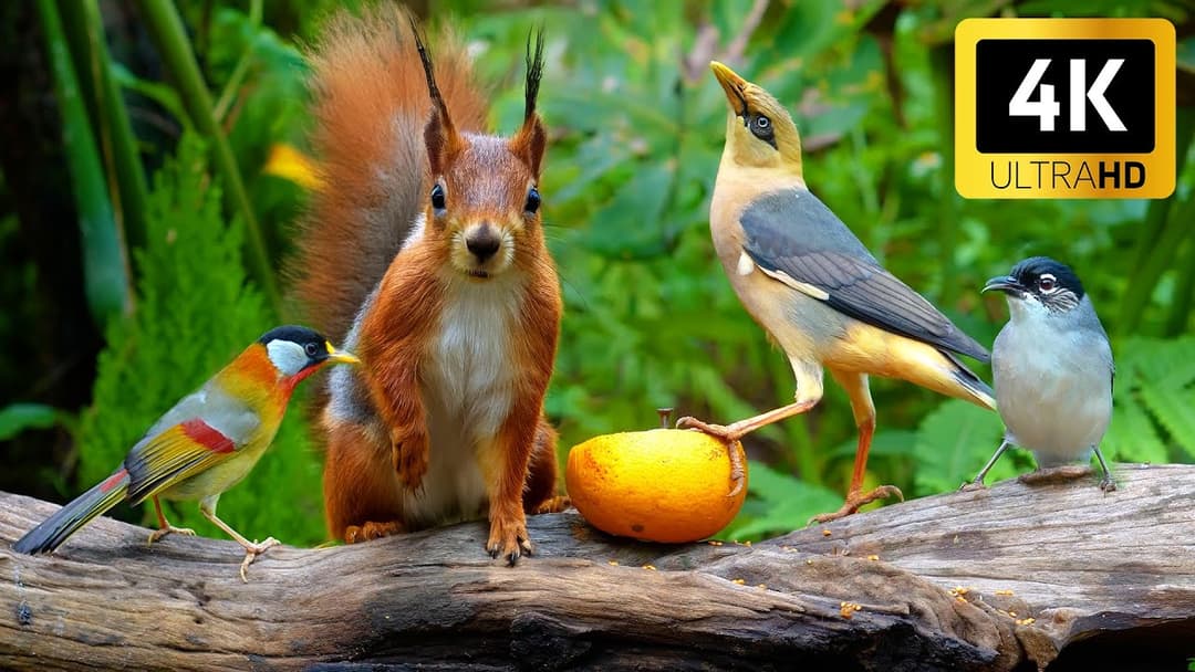 Cat TV for Cats to Watch 😺 Cute Birds Chipmunks and Squirrels 🐿️ Relaxing TV for Cats 4K HDR 60FPS