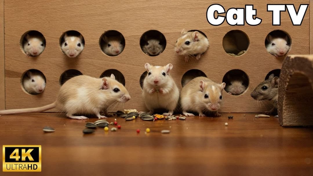 Cat TV for Cats to Watch| Adorable Mouse Hide & Seek, In & Out Play – 8 Hours of Fun in 4K UHD!