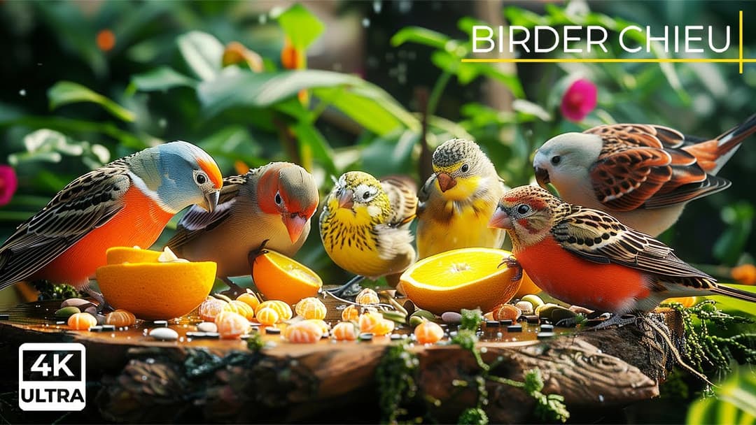 🔴😸 Birds & Squirrels Picnic on The Wall 🕊️🐿️ Live 12 Hours in Ultra HD 😺