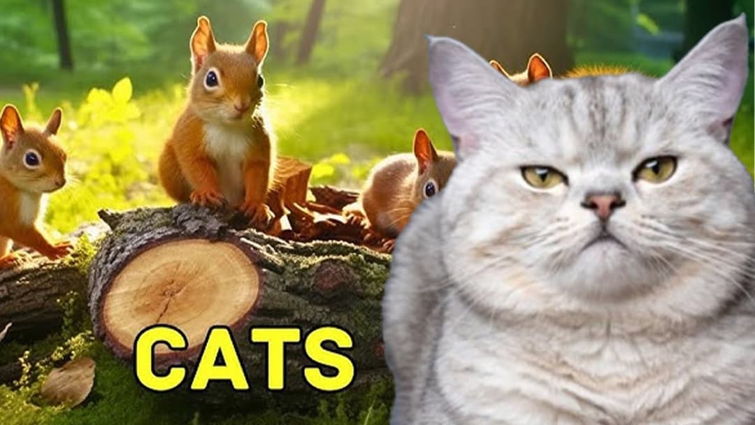 Video for cat 😺 Cute Birds, Squirrels in forest 🐦🐿️