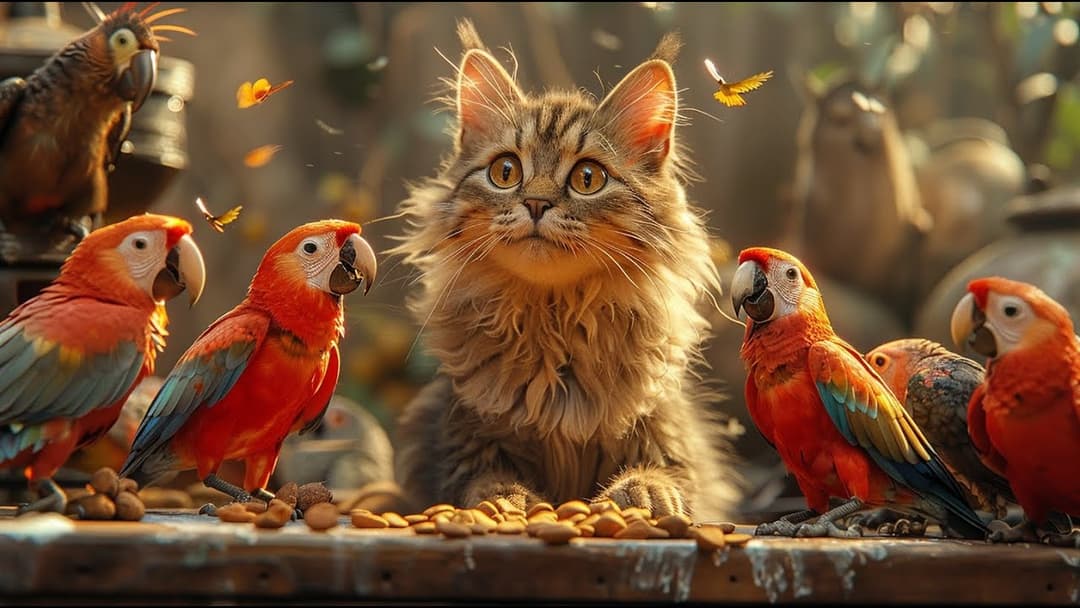 Cat TV 😺 Birds & Squirrels Frolic Amongst the Flowers 🐦🐿️ Videos for Cats
