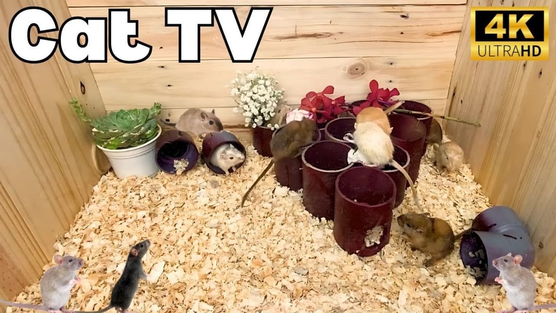 Cat TV for Cats to Watch🐱| Mouse sand grabbing, hide & seek and playing on full screen  4k UHD !