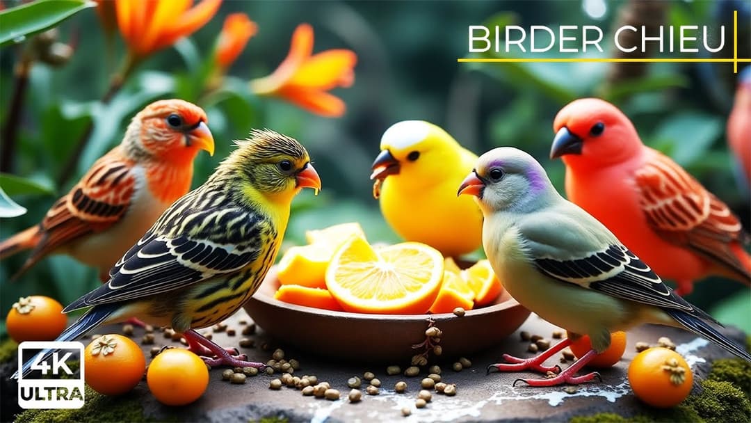 🔴Birds & Squirrels Feed by Spring Time Flowers🕊️🐿️ Live 12 Hours in Ultra HD 😺