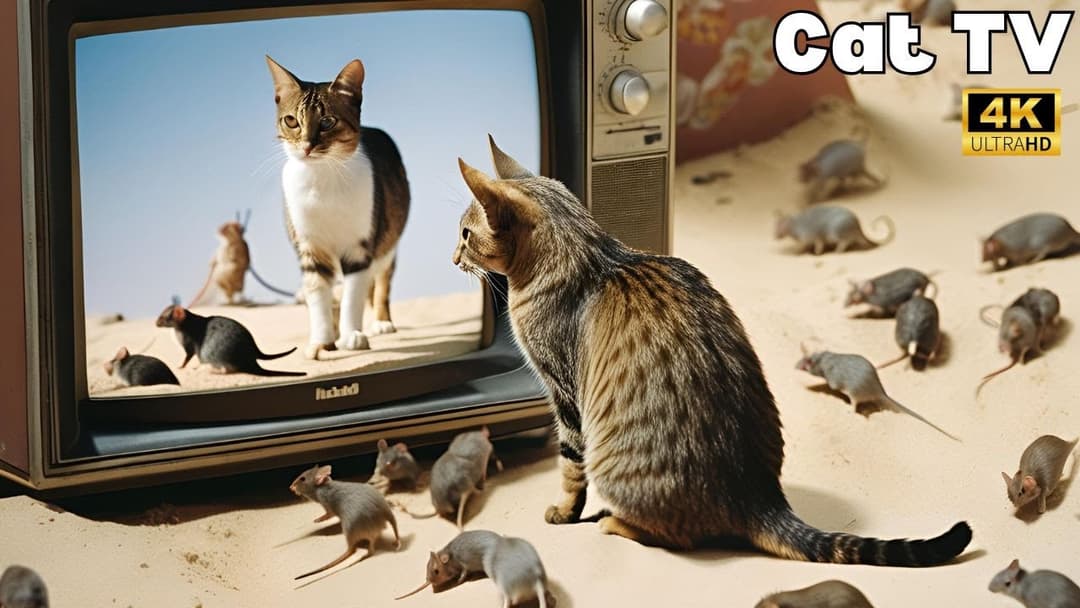 Cat TV for Cats to Watch🐱| Adorable Mouse sand grabbing, hide & seek and playing on full screen 4k