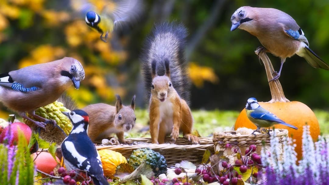 CAT TV NO ADS🐕 Squirrels Jays Birds and More🐤12 hours Relaxing Nature Sounds for All