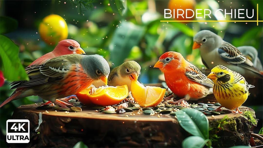 🔴😸 Birds and Squirrels Enjoying the Feeder Together 🕊️🐿️ Live 12 Hours in Ultra HD 😺