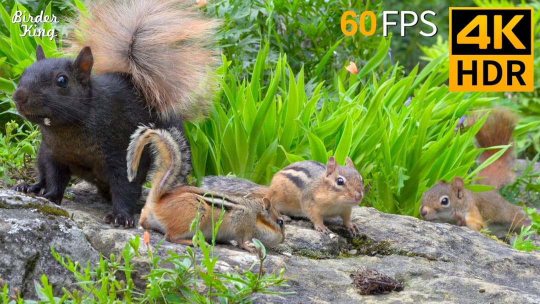 Cat TV for Cats to Watch 😺🐦 Golden Tail Squirrels! Cute Birds and Chipmunks 🐿 Cat Games 4K HDR