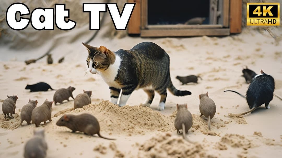 Cat TV Games: Mice Hide and Seek Fun! 4k 60fps
