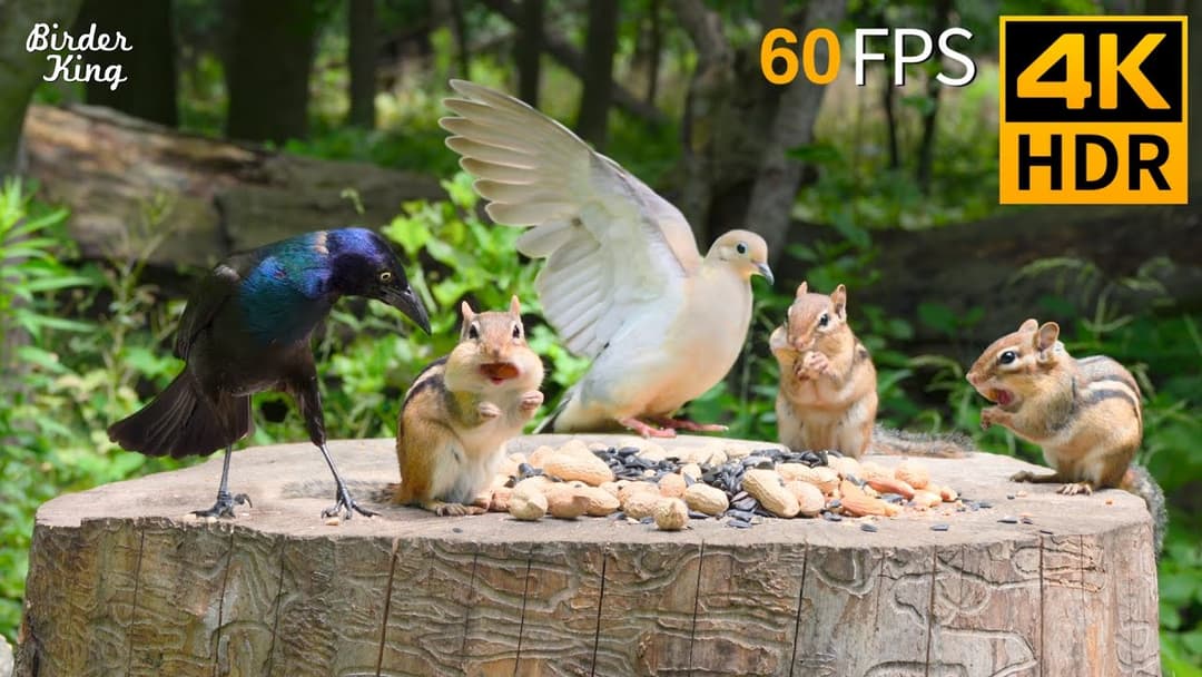 Cat TV for Cats to Watch 😺 Pleased Chipmunks, Birds, Squirrels 🐿 4K HDR 60FPS
