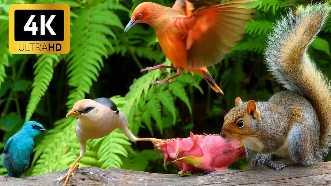 Cat TV for Cats to Watch 😺 Fun Birds, Chipmunks, Squirrels in the Forest 🐿️ Videos for Cats 4K HDR