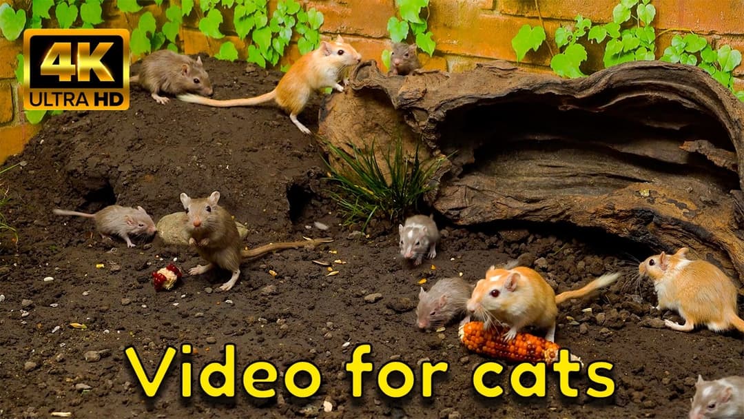 Mice & Gerbils Hide & Seek  –  A Whole New World for Your Cat! | Cat TV 4K