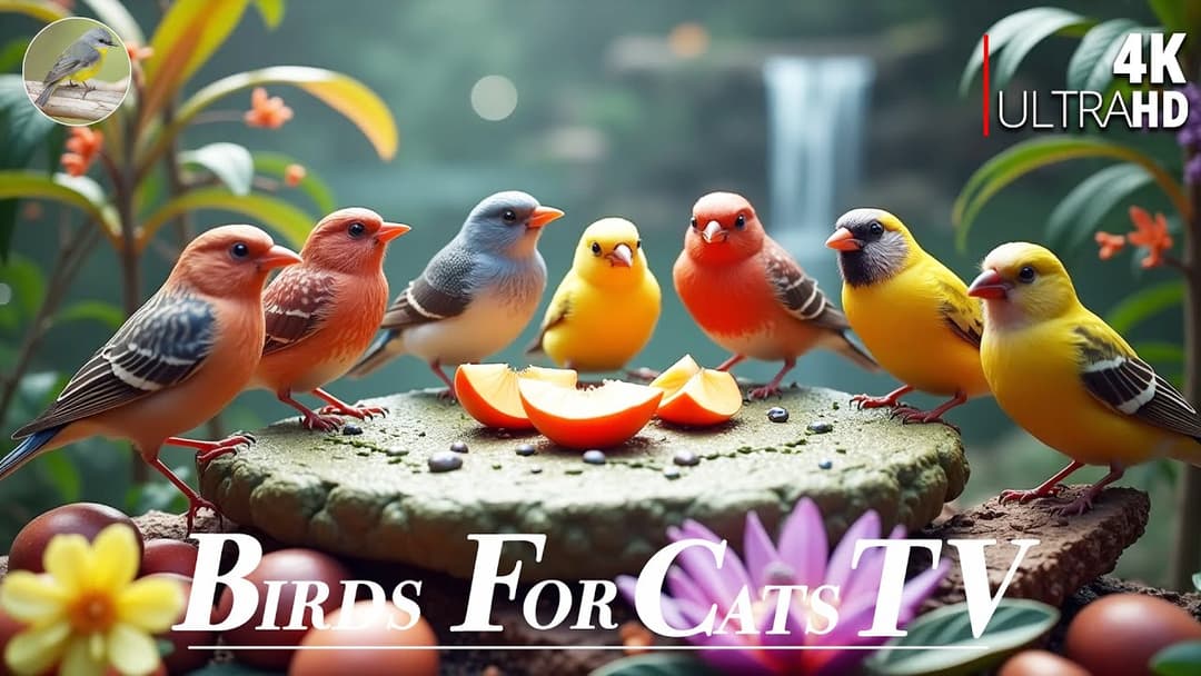 🔴😸CAT TV 😺 Red Squirrels & Awesome Birds🕊️ Woodpeckers Bullfinches Starlings Siskins🐿️ Live 12 Hours
