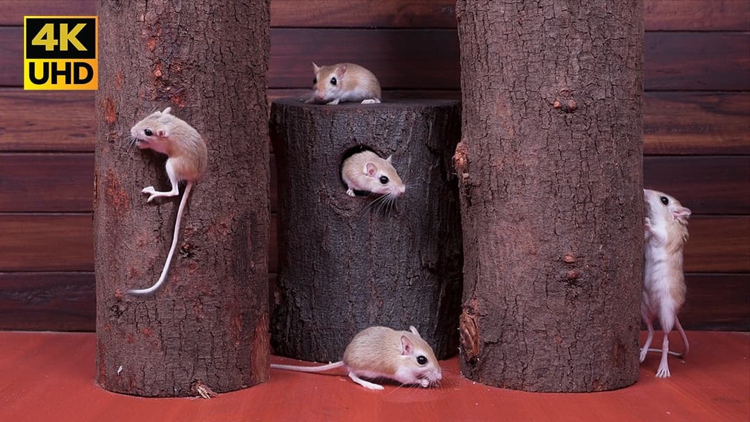 Cat TV Mice Gone Wild! 8-Hour Wood Climb Hide & Seek fun for cats to watch 4k UHD