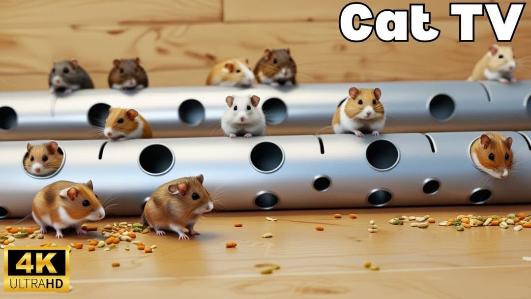 Cat TV | Curious Mice Popping In & Out of Wooden Holes with Scratching Sounds | 4K UHD | 3 Hours