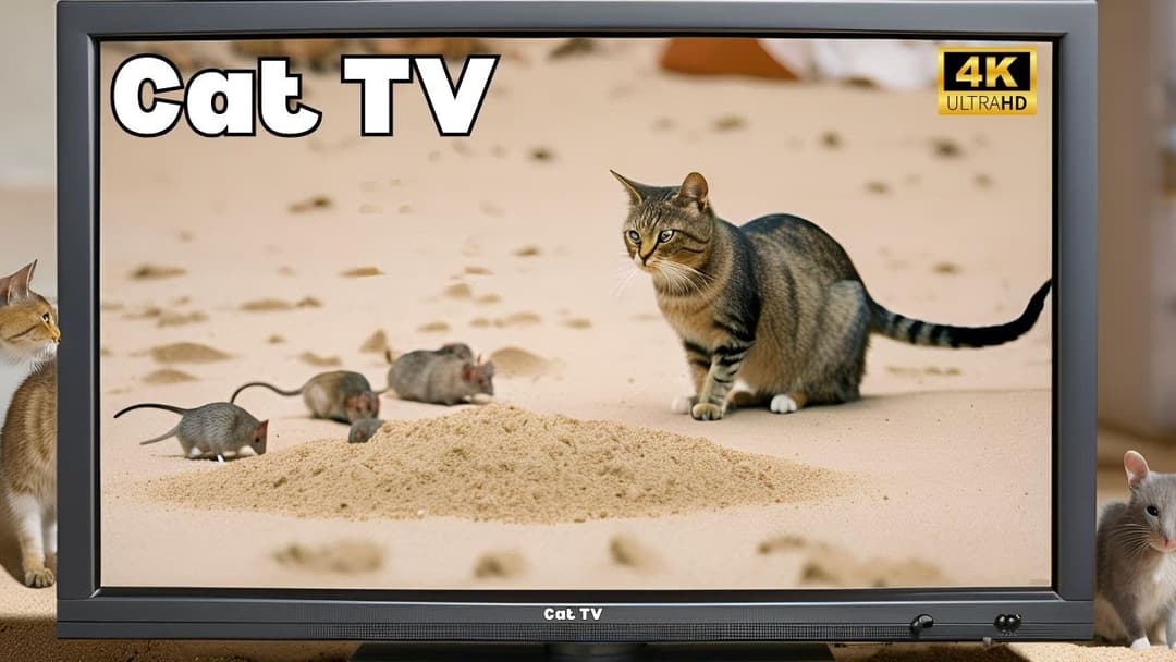 Cat TV for Cats to Watch🐱 | Mouse Sand Grabbing, Hide & Seek, and Playing on Full Screen 4K | 2Hrs