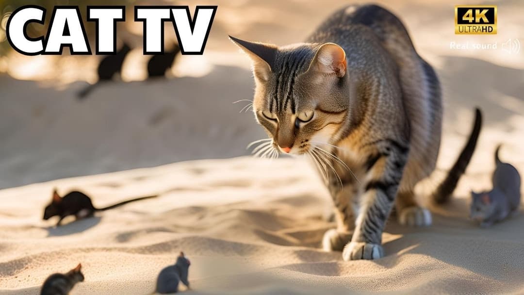 Cat TV for cats to watch: Adorable Mice Hide and Seek Fun 4k UHD!