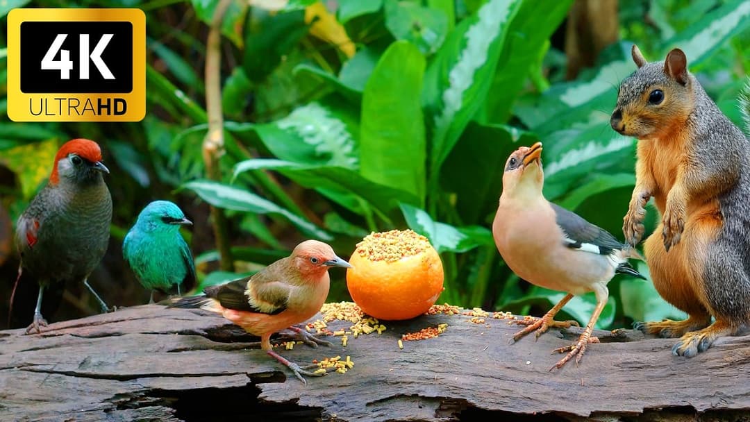 Cat TV for Cats to Watch 😺🐦 The Cutest Birds and Squirrels  🐿️ Videos for Cats to Watch 4 Hours