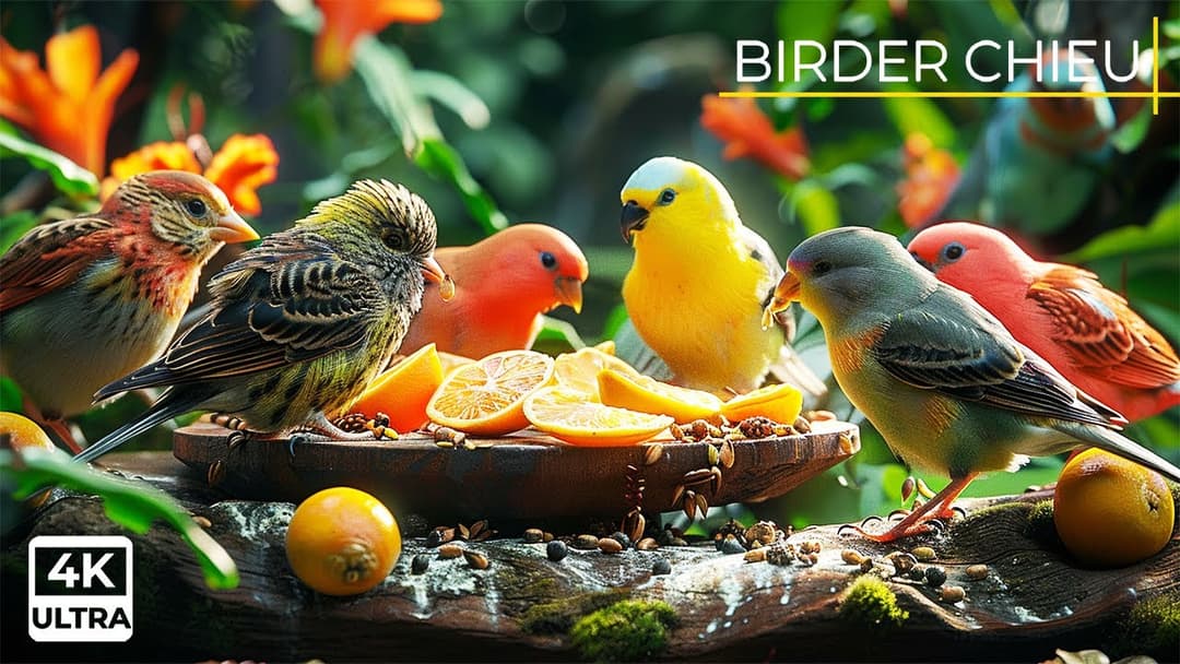 🔴😸 Birds and Squirrels Exploring the Food Wall 🕊️🐿️ Live 12 Hours in Ultra HD 😺