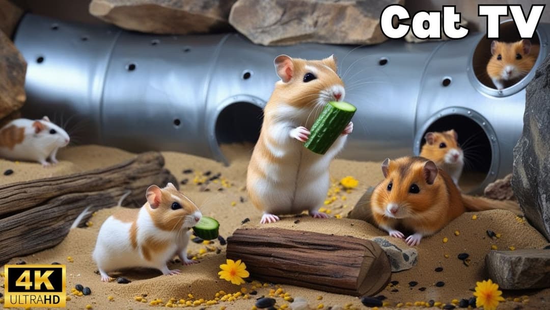 Cat TV | Cute Mice Hide & Seek, Chase & Digging Burrows on Screen | 4K UHD (4 Hours)