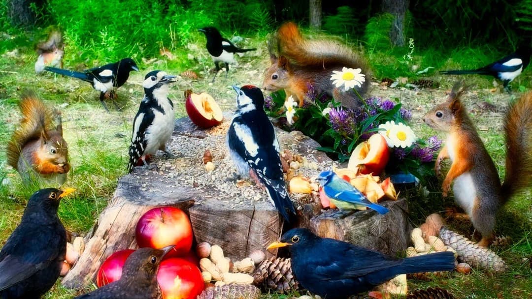 CAT TV NO ADS😺 Summer Fun with Cutest Squirrels and Adorable Little Birds🐤 10 hours of Nature Escape