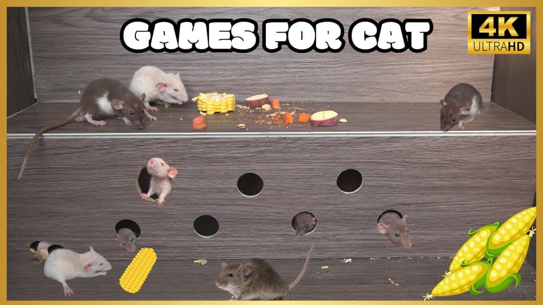 Cat TV for Cats to Watch🐱| Mice hide & seek and play on screen | Cat Games | Mice for Kittens | 8h