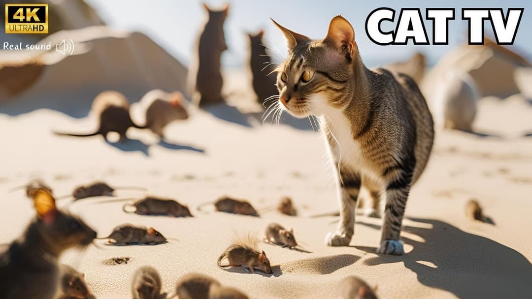 Cat TV for Cats to Watch🐱| Mice sand grabbing, hide & seek and playing on screen 4K UHD