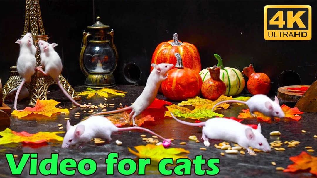 Cat TV: Tiny White Mice Hide & Seek in  Leafy World - 3 Hours 4K UHD | Catflix
