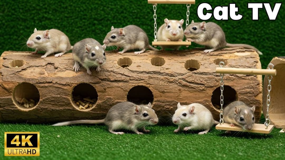Cat TV | Video for Cats to Watch: Mice Hide & Seek Fun! 8 Hours | 4K 60FPS
