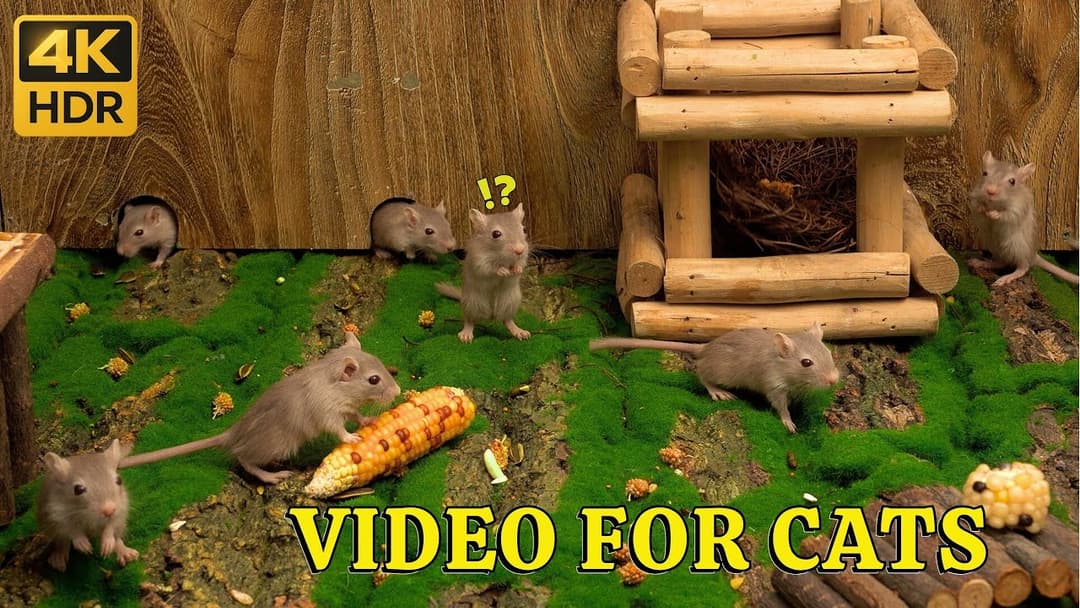 CatTV Mice: Hide & Seek Snack Time – Tiny Mice Dash from Table to Tunnels on a Mossy Floor | Catflix