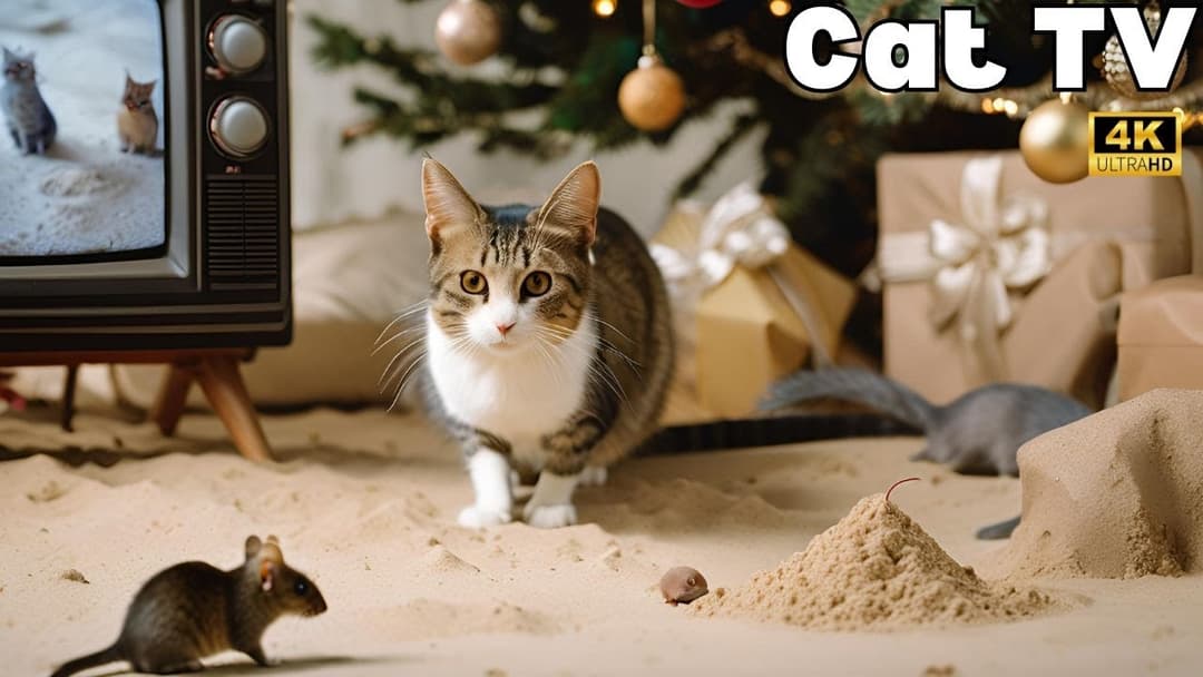 Cat TV for Christmas: Mice Hide and Seek Fun!