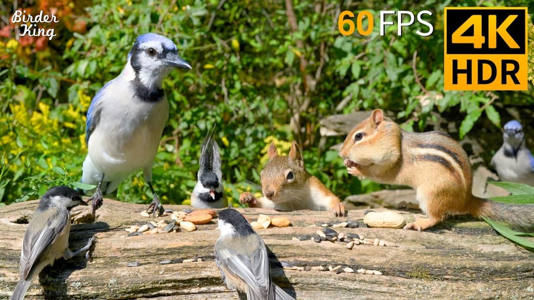 Cat TV for Cats to Watch 😺🐦 Singing Squirrels, Cute Birds and Chipmunks 🐿 Cat Games 4K HDR