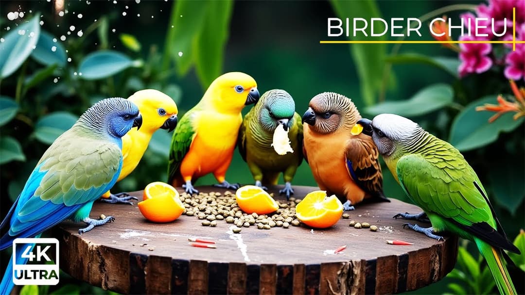 🔴😸 Birds & Squirrels Pop By for a Picnic 🕊️🐿️ Live 12 Hours in Ultra HD 😺