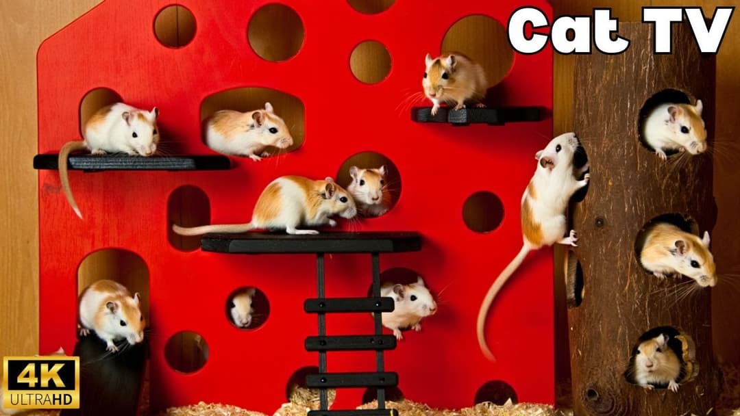 Interactive Cat TV | Mouse Hide & Seek jumping Chase | 8 Hours of Fun in 4K UHD!