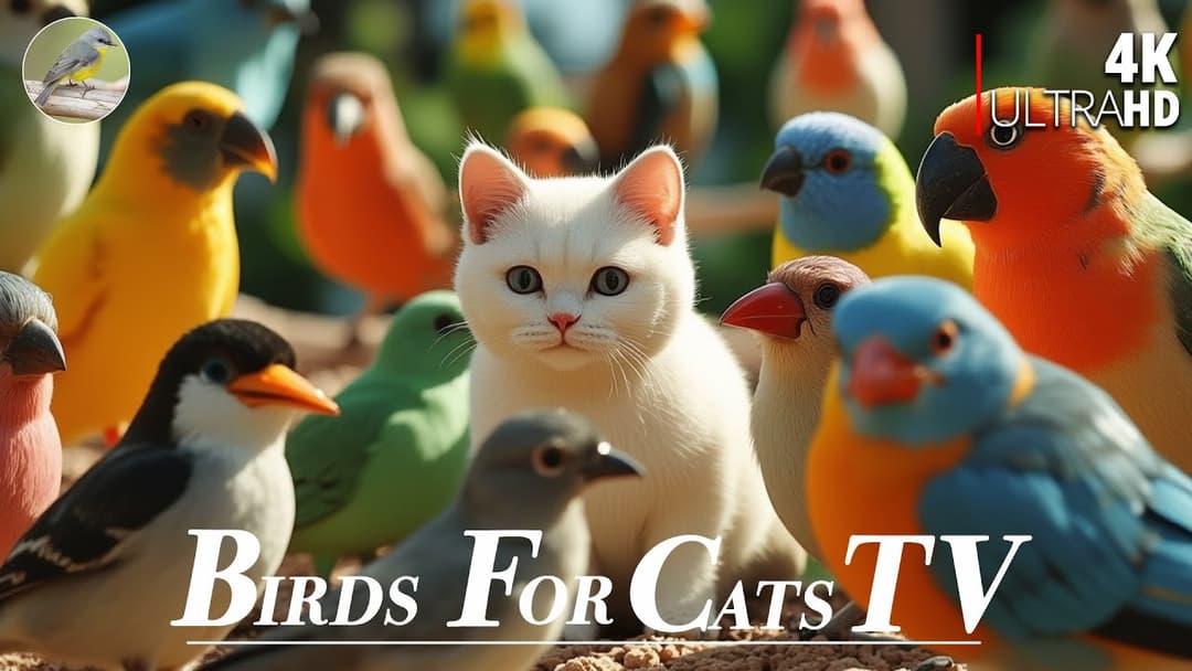 Cat TV for Cats 😻 Cute Birds with sounds of wings💖 Perfect Birds and Squirrels 🐿4 Hours 4K HDR